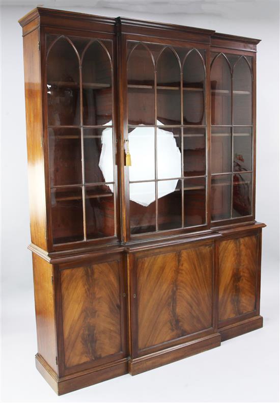 A George III mahogany breakfront bookcase, W.5ft 4in. D.1ft 6in. H.6ft 11in.